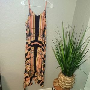 Nanette Lepore Women's Peach and Black Flirty and Versatile Long Dress - Size 10